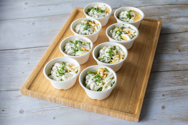 8 Bodegas salade de haricots verts, oeufs au persil, crème légère à la moutarde